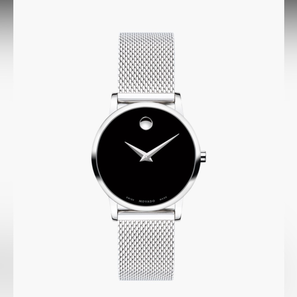 Movado black museum with concave dot